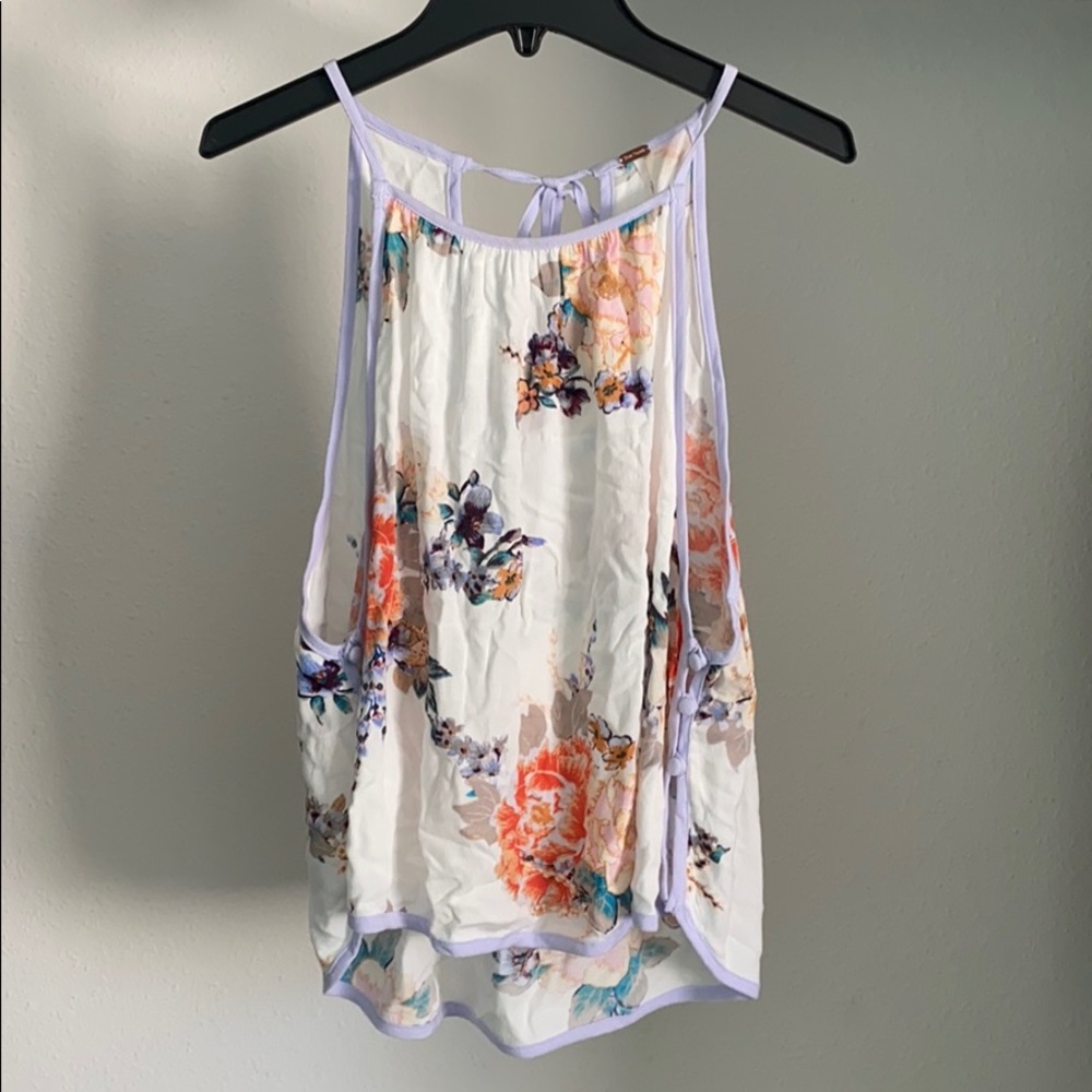 NWOT floral tie neck tank
